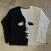 Black and white face long-sleeved Tapestry Crewneck